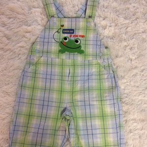 Carter’s Child of Mine Froggy Plaid Overalls 3-6M